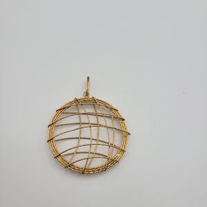 Modern 14KT Italy Intricate Yellow Gold Circle World Pendant